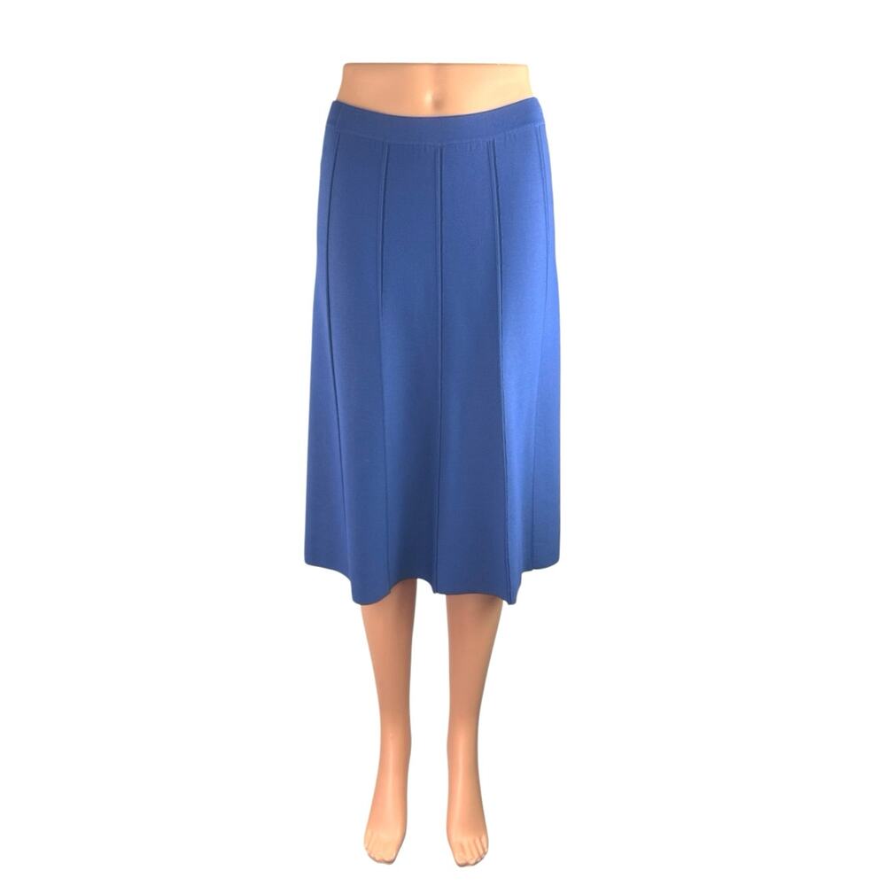 Romeo & Juliet Couture Women's Blue Knit High Rise Midi Flare A-Line Skirt Sz S
